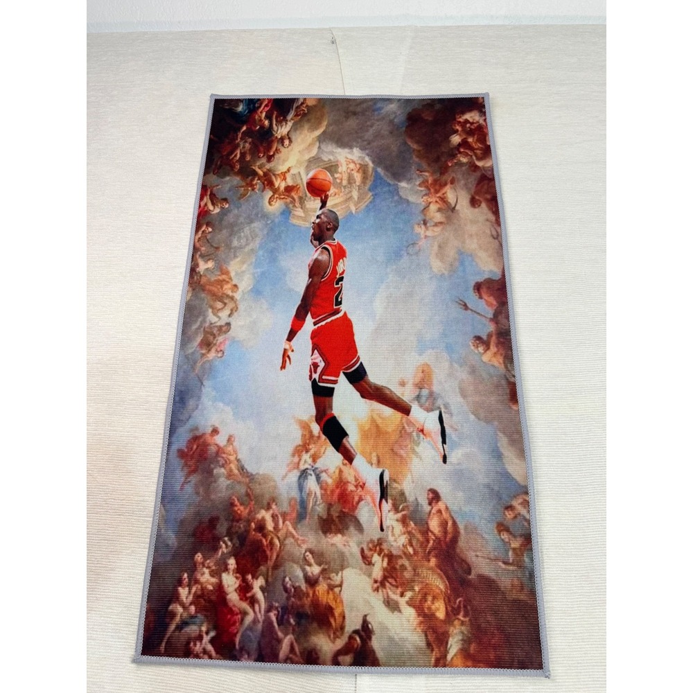 Michael Jordan Renaissance Art Rug Chicago Bulls Jumpman Sports Decor 18x31.5